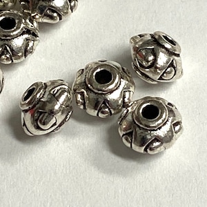 Tibetan Style Spacer Bead Beads antique Silver 6.5mm jewelry component bicone shape 50 PCS (PL20)