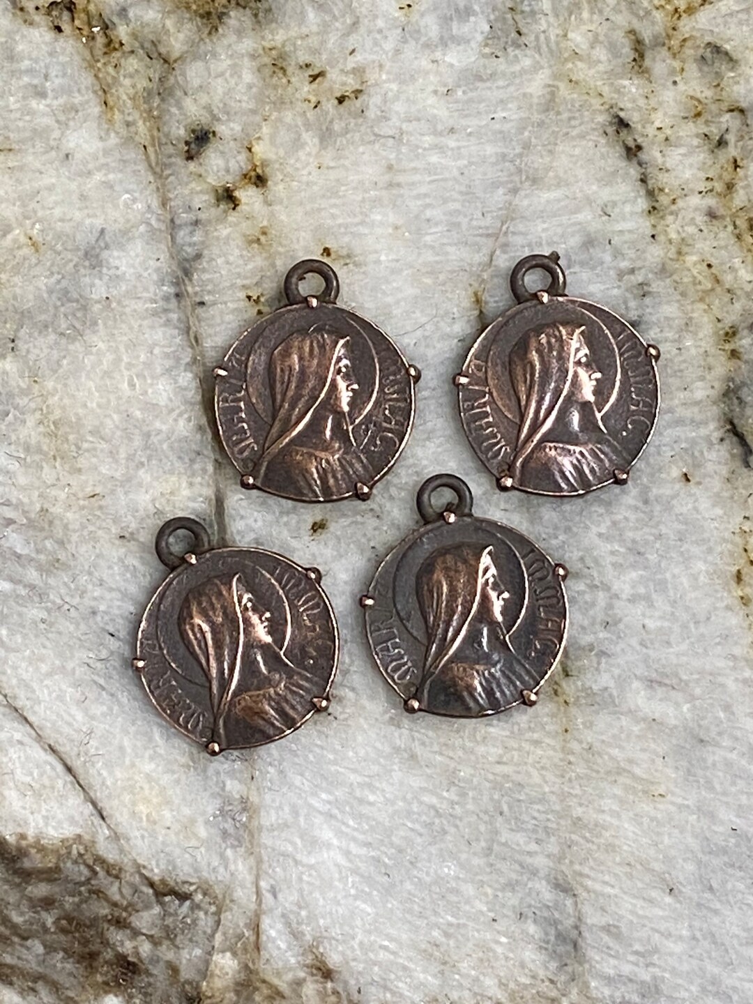 Our Lady Reproduction French Vintage Medal Mary Madonna Blessed Mother ...