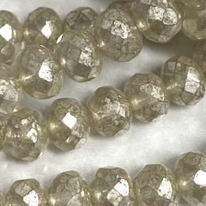 3x5mm Transparent Gray Mercury Finish Glass Rondelles Czech glass Beads 30 pieces BOHO Supplies #62