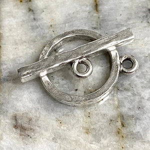 Pewter Antique Silver Hammered Rustic Toggle Clasps Lead Free Toggle made in America LARGE 1 set (PL16)