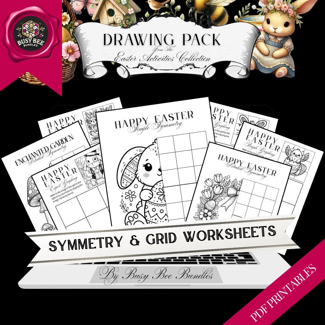 Easter Bunny Drawing Pack | Symmetry & Grid Drawing Worksheets | 30 ...