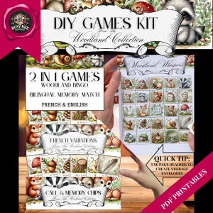 Woodland Party Spiele Kit | Printable Bingo & Memory Match | Wunderliche Waldparty-Aktivitäten | Sofort Download