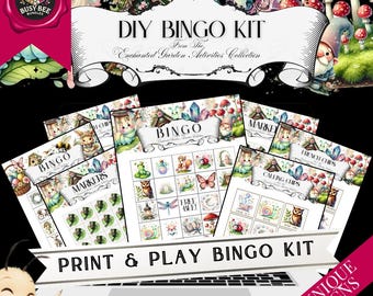 Enchanted Garden Bingo and Memory Match Game | 30 Unique Cards + French/English Calling Chips | Printable Fairy Theme Party Games