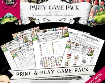 Enchanted Garden Party Game Pack | Printable Outdoor Kids Games | Fairy Scavenger Hunt, Tic Tac Toe, I Spy, Simon Says | Move Spot & Roll