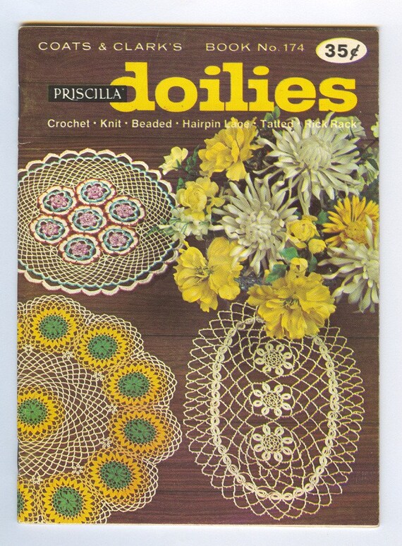 Pdf Vintage 1960s Doilies Patterns Coats And Clarks Book 174 Crochet Knitted Beaded Tatted Hairpin Lace Heirloom Linens Home Decor