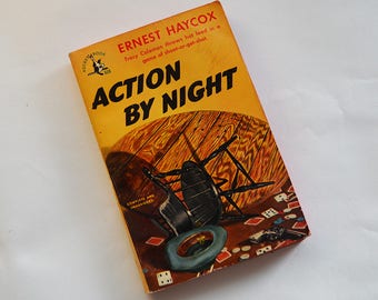 Vintage 1949 Action by Night by Ernest Haycox Paperback Book 2nd printing, Pocket Books, Western Pulp Fiction Novel