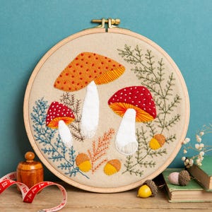 Toadstool Felt Appliqué Hoop Craft Kit