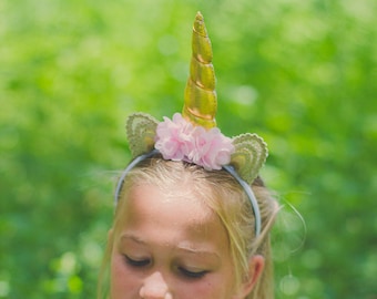 Unicorn Headband-1st Birthday Headband- Unicorn- Gold and Pink Headband- Silver Unicorn Headband- Birthday Headband- Photo Prop