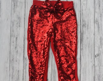 red sequin pants outfit