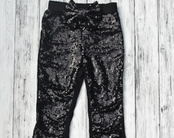 black pants with sequin stripe