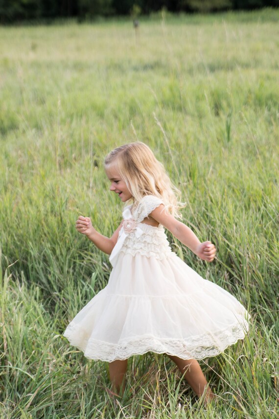 Lace and chiffon flower girl dress clearance
