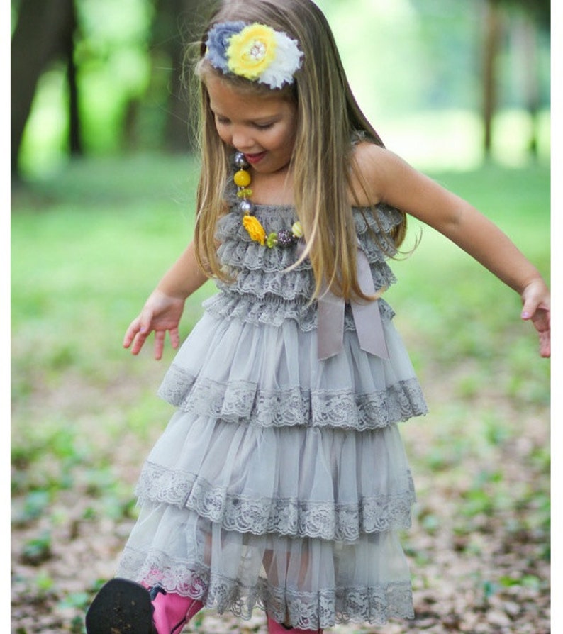 Gray Girls Dress Flower Girl Dressesflower Girl Dress Cream Etsy