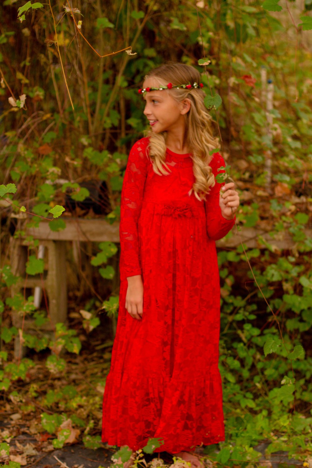 Blumenmädchen Kleid-rot Langarm Kleid Blume Mädchen Kleider - Etsy  Österreich