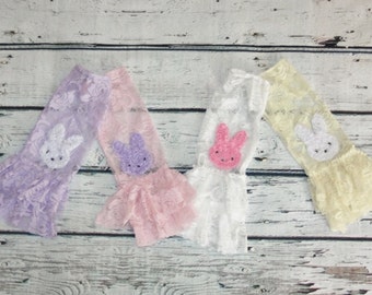 Lace Leggings with Bunnies/1st Easter Outfit-Infant Leg Warmers-Leg Warmers-Baby Leg Warmers Girl/Girl Leg Warmers/Photo Prop