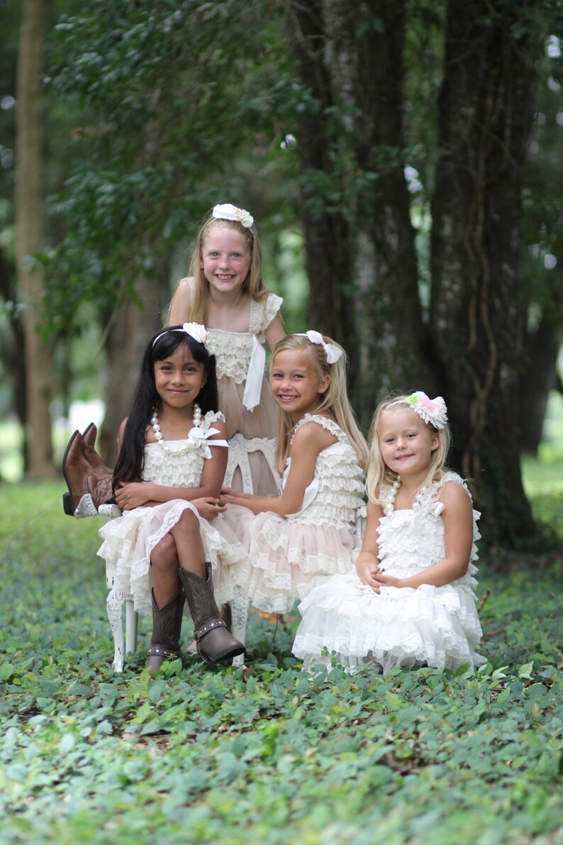 Lace Flower Girl Dress with Purple Flower Flower Girl Dresses-Ivory flower girl dress-Lace dress-Rustic Girls Dress Baby Dress Bridesmaid image 4