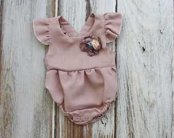 Dusty Rose Flutter Romper- Baby Romper- Toddler Bubble Romper- Ruffled sleeve Romper- Girls Romper- Deluxe Flower