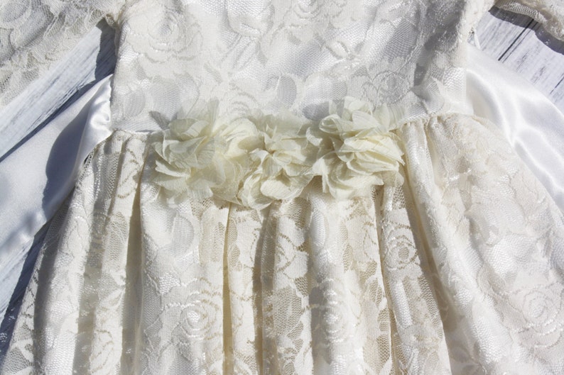 Flower Girl Dresslvory Lace Long Sleeve Dress Baby Flower Etsy