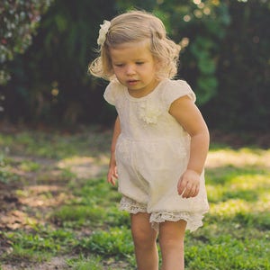 Ivory Lace Romper - Baby Romper -Flower Girl Romper - Girls Lace Outfit Romper - Vintage Romper- Ruffle Romper - Romper - Vintage inspired