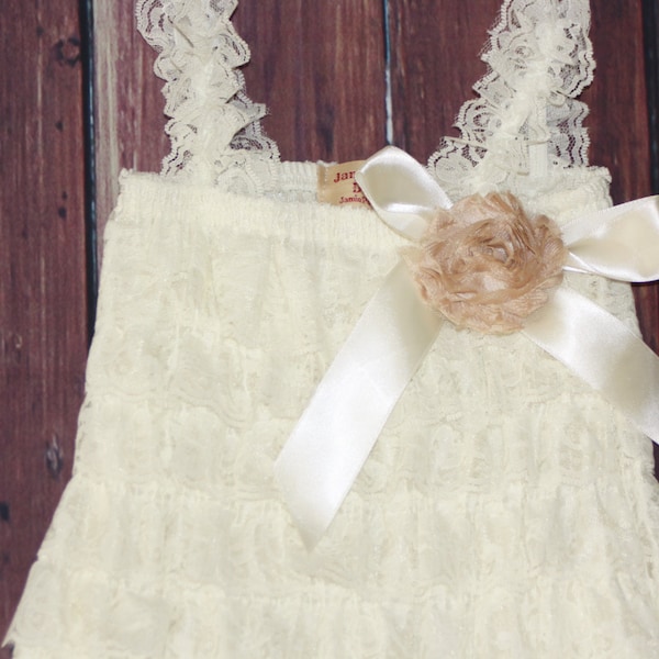 Ivory Flower Girl Dress, Girls Petti Dress, flower girl, wedding, christening, baptism, baby girl ivory dress, toddler dress