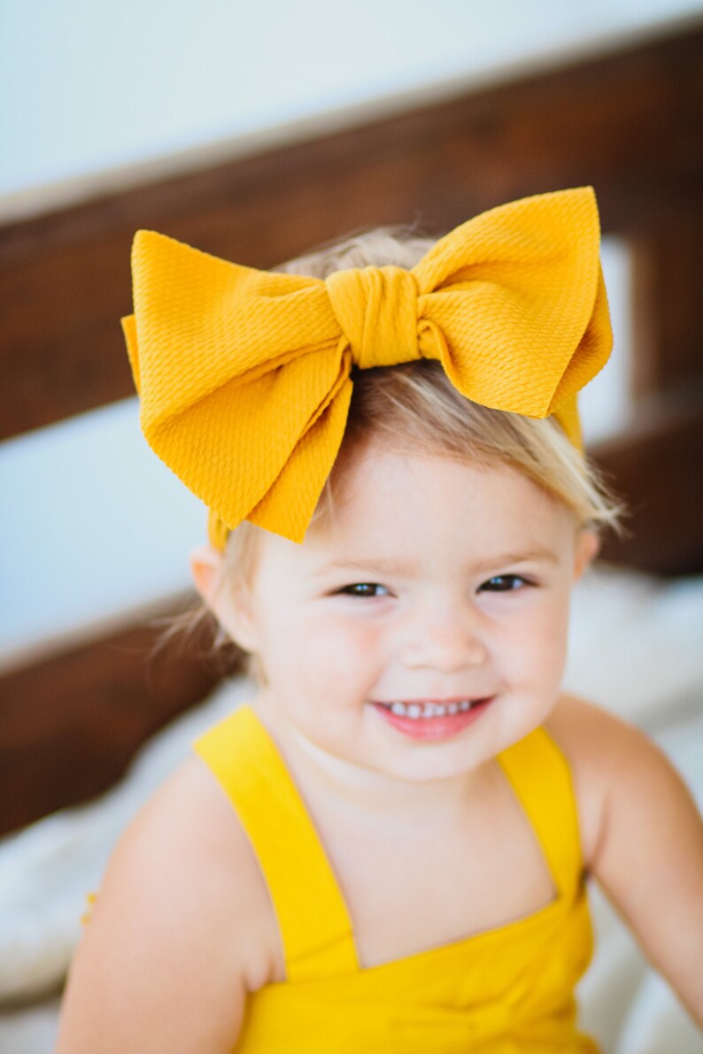 Nylon Baby Headbands, Big Bow Headband, Baby Girl Bow and Headband, Baby Head Wraps, Newborn Bow Headband, Big Bows for Girls Headband image 1