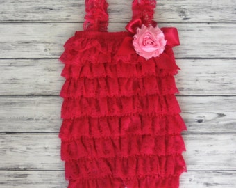 Petti Romper with flower - Lace Romper -Toddler Petti Romper Girls Romper -Romper - Ruffle Romper - Petti Lace Romper - Baby Outfit