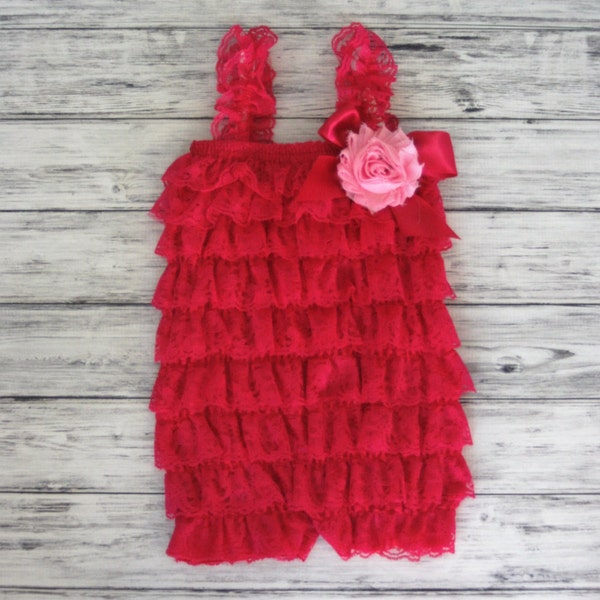 Petti Romper with flower - Lace Romper -Toddler Petti Romper Girls Romper -Romper - Ruffle Romper - Petti Lace Romper - Baby Outfit