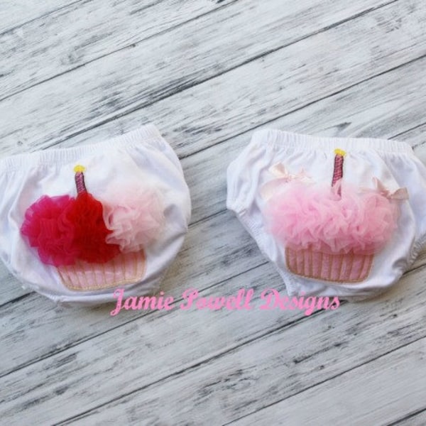 1st Birthday Bloomers- Cupcake Bloomers- Birthday Outfit- Toddler Bloomers- White Bloomers- Cotton Diaper Cover- Cupcake Diaper Cover