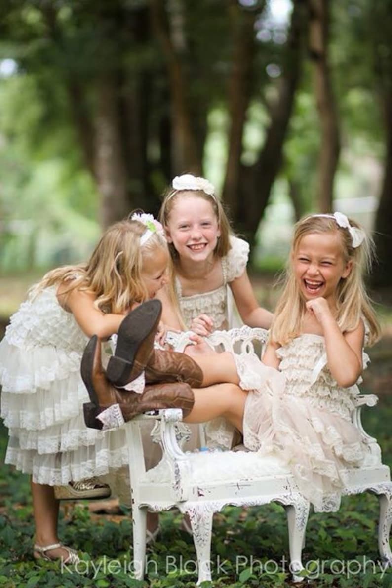 Lace Flower Girl Dress with Purple Flower Flower Girl Dresses-Ivory flower girl dress-Lace dress-Rustic Girls Dress Baby Dress Bridesmaid image 3