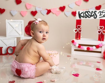 Valentine's Day Red Lace Bloomers w/ heart-toddler diaper covers -Pink Lace Bloomers -Lace diaper cover -newborn diaper cover-  diaper cover