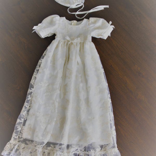 Baptism Gown-Lace Christening gown-Heirloom traditional baptism dress-Royal christening gown-Dedication-Naming Ceremony -Bautismo-Ivory Gown