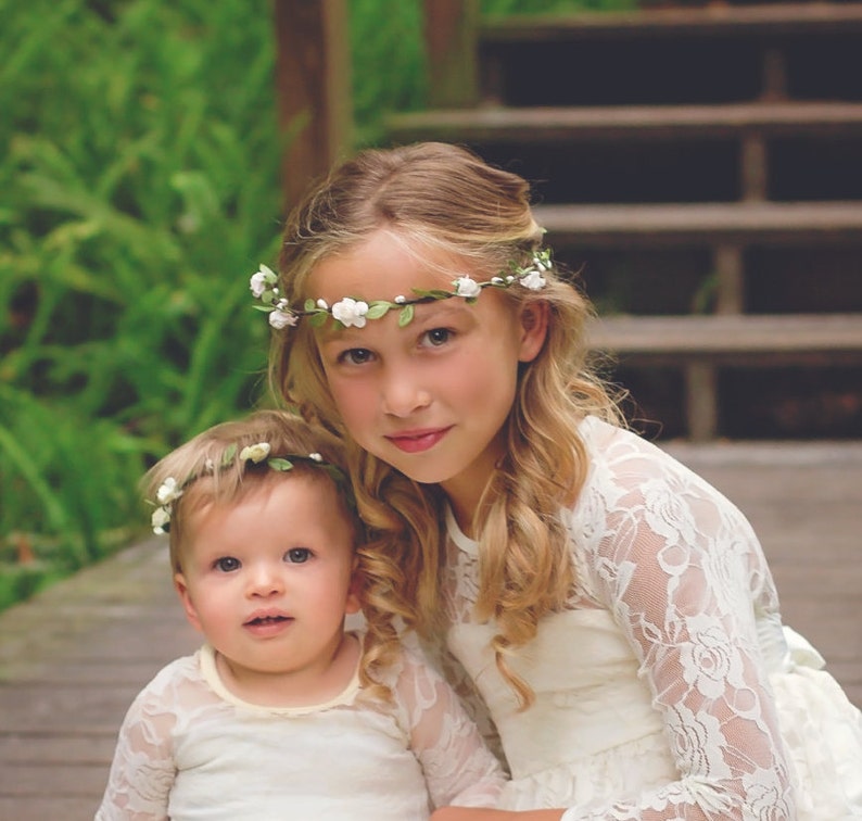 Flower Girl Hobo Headband, Ivory or White Floral Headband, Halo, Flower Crown, Baby Adult Headband, Wedding Headband, Hair Accessory image 4