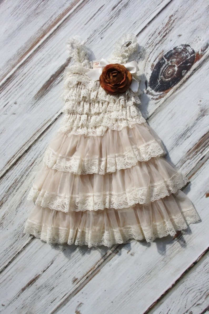 Flower Girl Dresses With Brown Flower Brown Flower Chiffon - Etsy