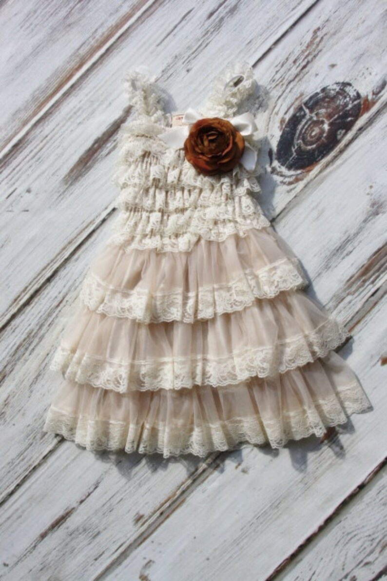 Flower Girl Dresses With Brown Flower Brown Flower Chiffon Etsy