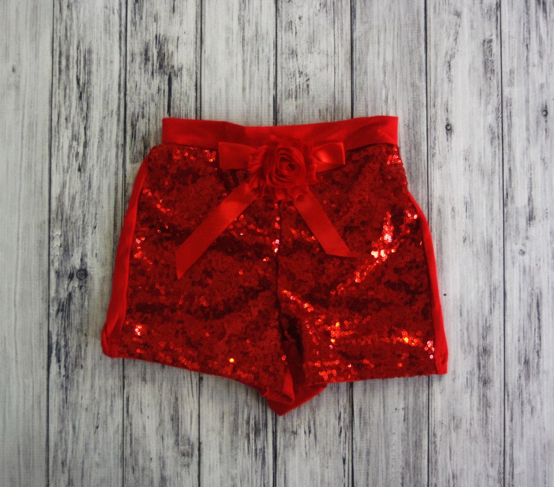 Sequin Shorts 4th of July Shorts Girls Red Sequin Shorts Etsy