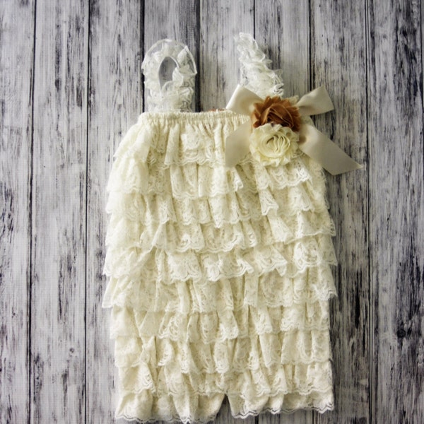 Ivory Petti Romper- Baptism Outfit-Petti Lace Romper-Girls Romper-1st Birthday Outfit -White Romper- Photo Prop- Purple Romper-Pink Romper-