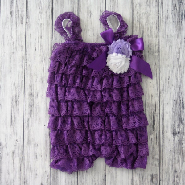 Girls Petti Romper- Purple Petti Romper -Petti Romper - Lace Romper -Baby Romper -Romper - Ruffle Romper - Petti Lace Romper - Baby Outfit