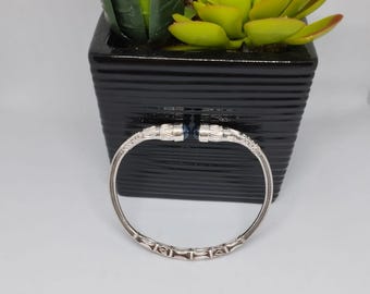 Vangovango Madagascar bangle bracelet, solid silver, Model 7, with Aloalo and sapphire, soaboutik, for women or men