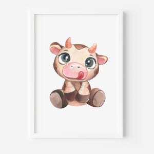 Cow poster - children&#39;s poster DIN A4/A3 - children&#39;s room picture - children&#39;s poster - animal poster - farm animals / animal art print - watercolor picture