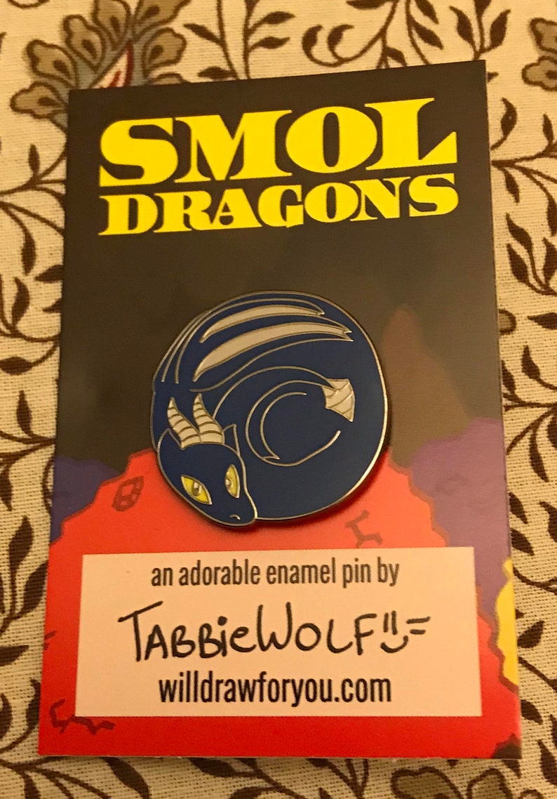 Smol Dragons Blue Dragon Enamel Pin image 1