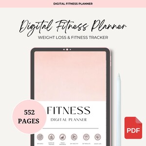 Cyfrowy planer fitness | 552-stronicowy plik PDF z hiperłączami | Monitor treningów, posiłków i nawyków | Dziennik fitness GoodNotes Planer treningów, Planer posiłków