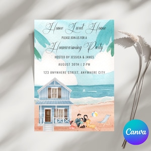 Editable House Warming Invitation, House Warming,Housewarming Party Invitation Template- Editable Canva Home Sweet Home Card