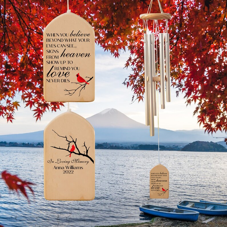 Cardinal Memorial Wind Chimes Personalized in Loving Memory Etsy