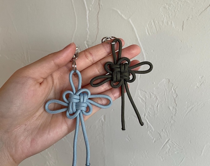 Paracord Good Luck Knot Keychain, Blue Bag Charm, Green Bag Charm - Etsy