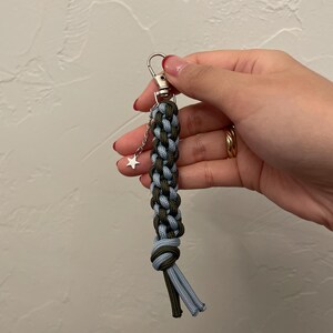 Paracord Spiral Keychain, Miu Miu, Blue and Green Keychain, Bag Charm