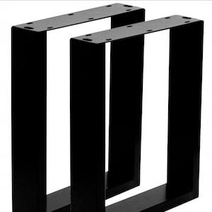 Black Industrial Loft Metal Table Legs - Set of 2 | 58x71 cm (23x28 inches) | Rectangular Steel Profile 3x1 inches |