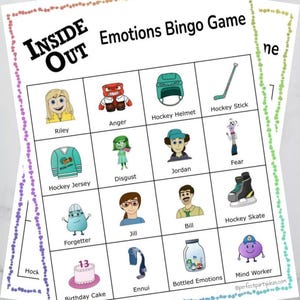 Inside Out Emotions Bingo Game | Printable 20-Card Game | Instant Digital Download