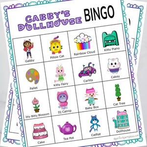 Gabby's Dollhouse Party Bingo / Gioco da 20 carte stampabile / Download digitale istantaneo