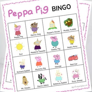 Jogo de Bingo da Peppa Pig | Jogo de 20 cartas para impressão | Download digital instantâneo