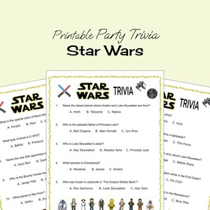 Gra Star Wars Party Trivia | 15 zabawnych pytań + arkusz odpowiedzi | Natychmiastowe pobranie cyfrowe