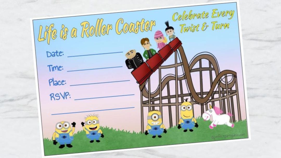 Despicable Me Roller Coaster Invitation - Etsy